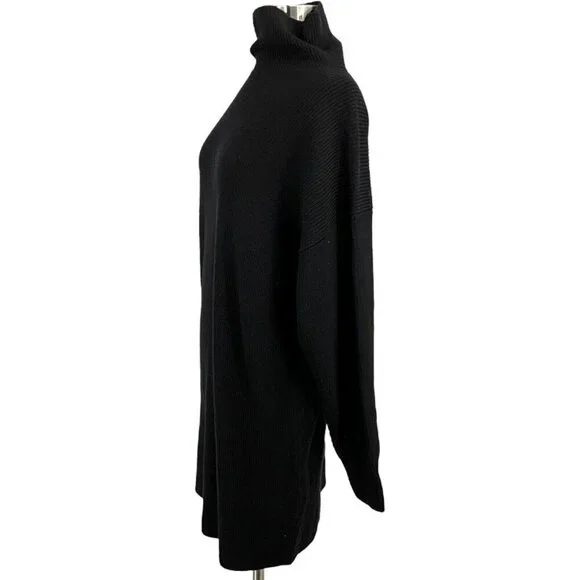 NWT Babaton S Maclean Sweater Dress Black 100% Merino Knit Turtleneck Pullover - Picture 3 of 10